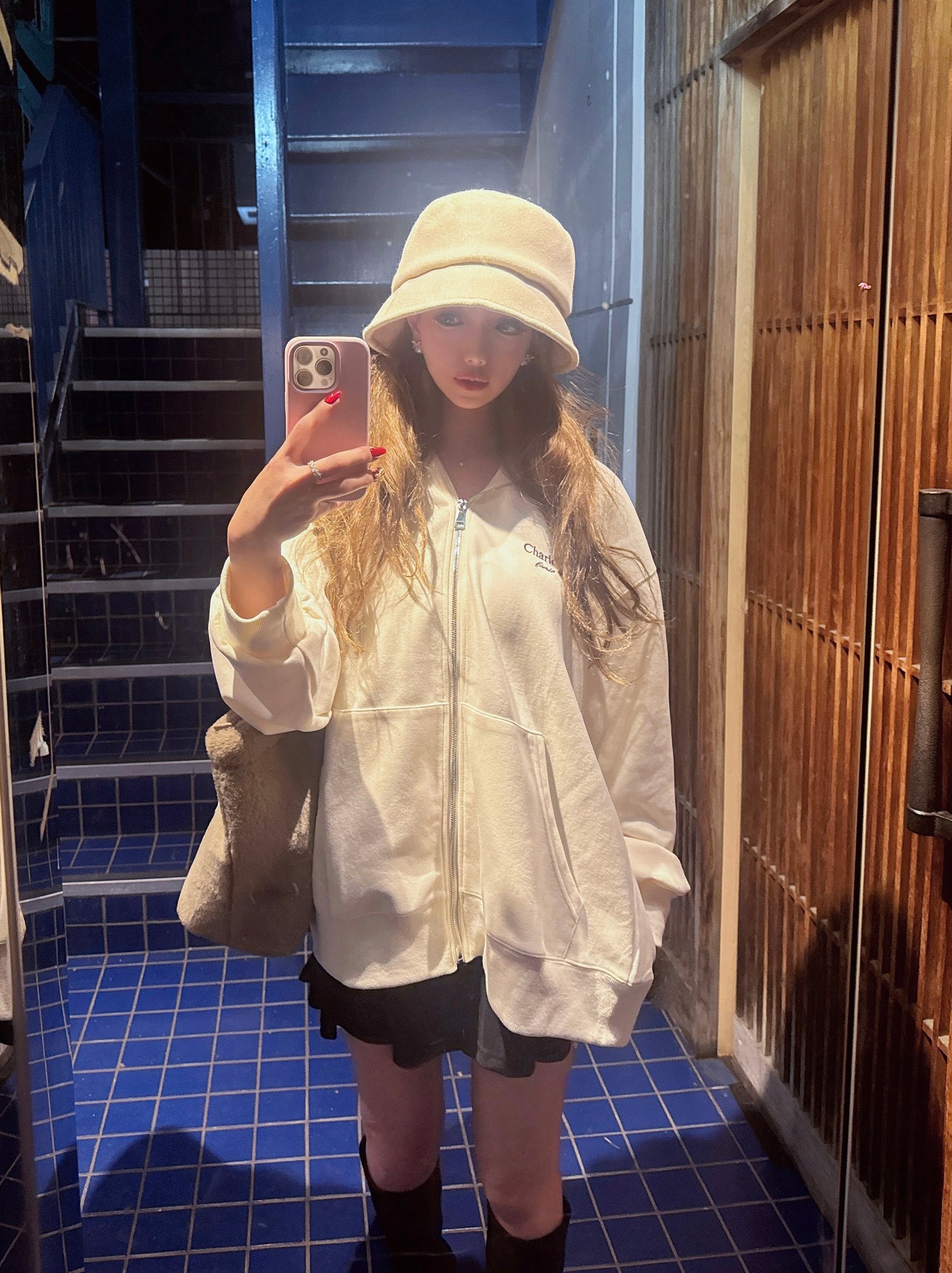 Charlotteジップパーカー(アイボリー)