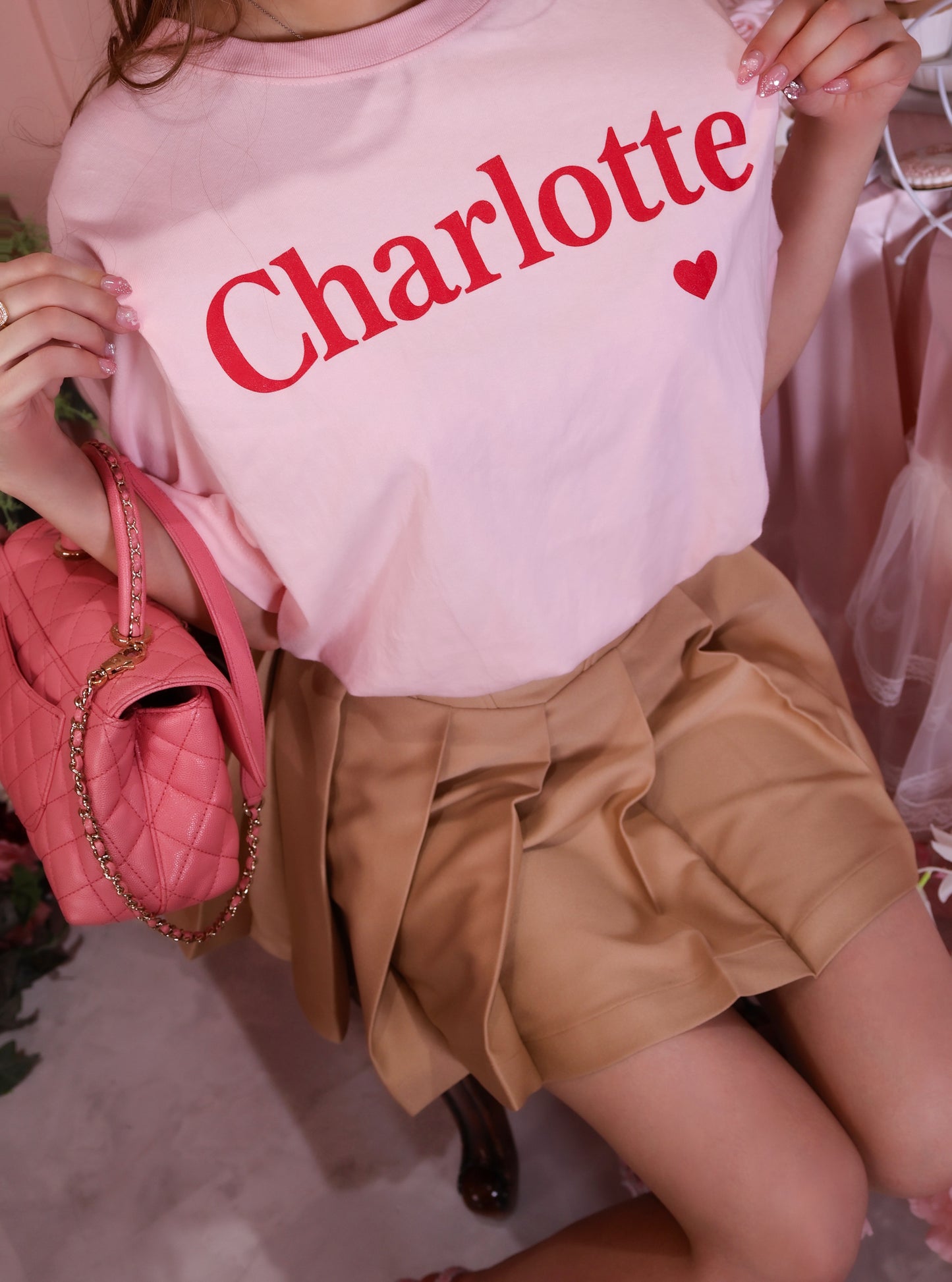 CharlotteロゴTシャツ(ベビーピンク)