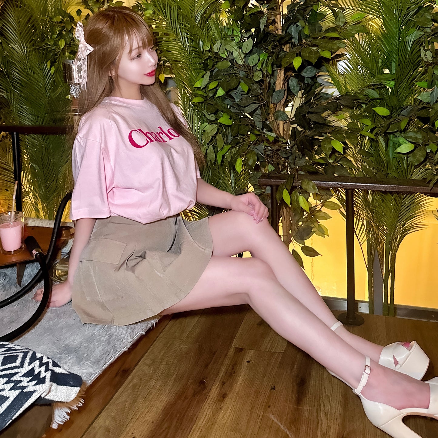 CharlotteロゴTシャツ(ベビーピンク)