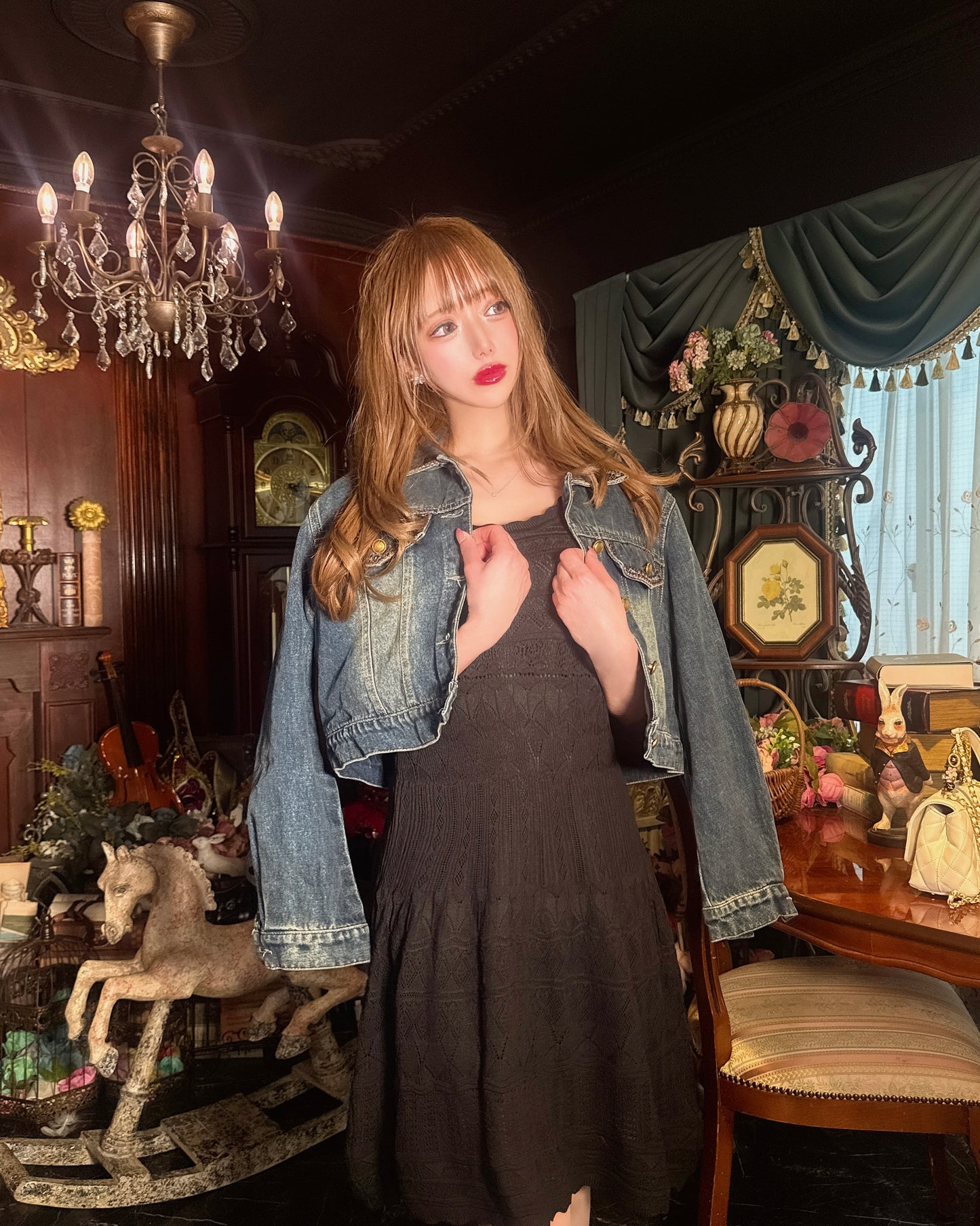 クロシェ編みワンピース(black)
