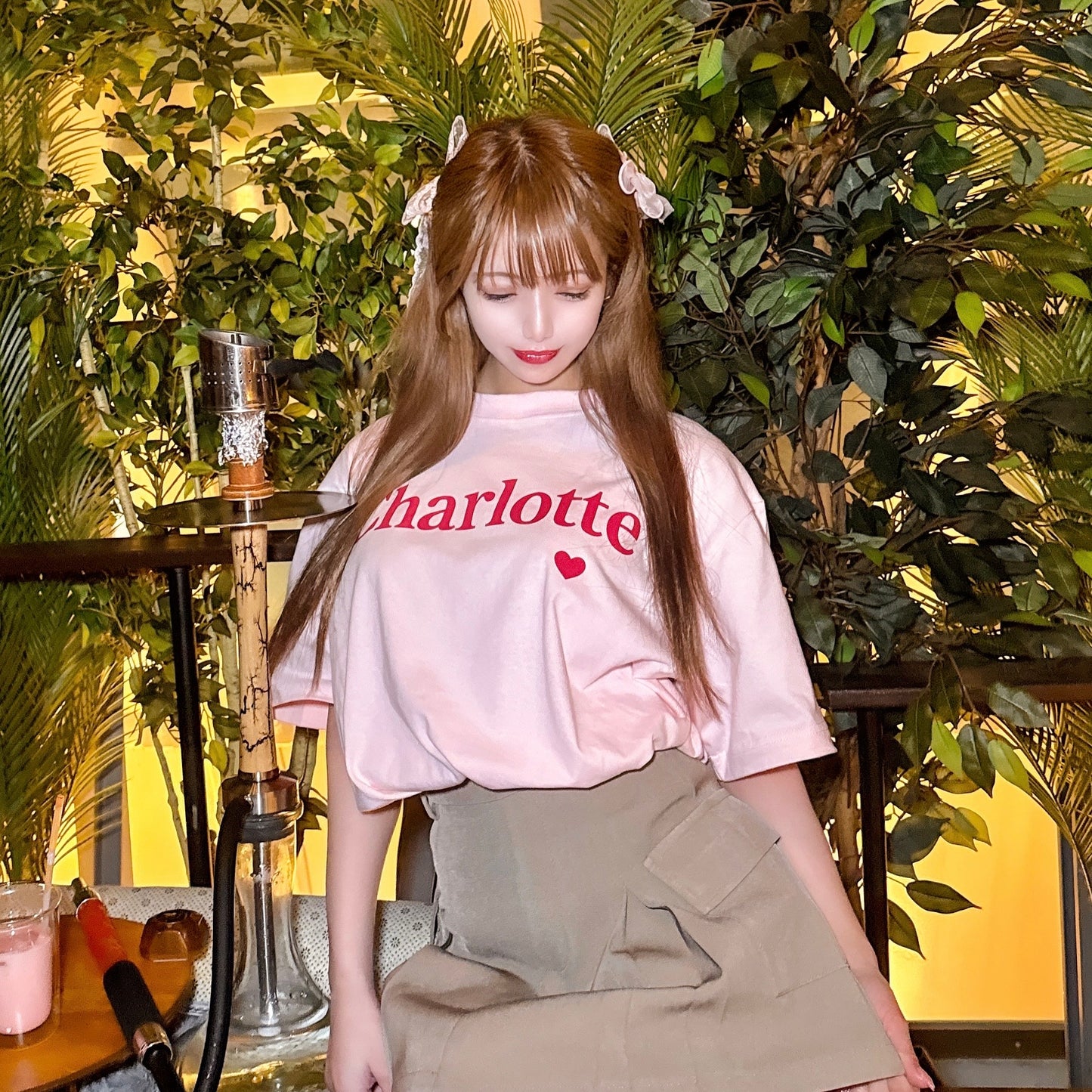 CharlotteロゴTシャツ(ベビーピンク)