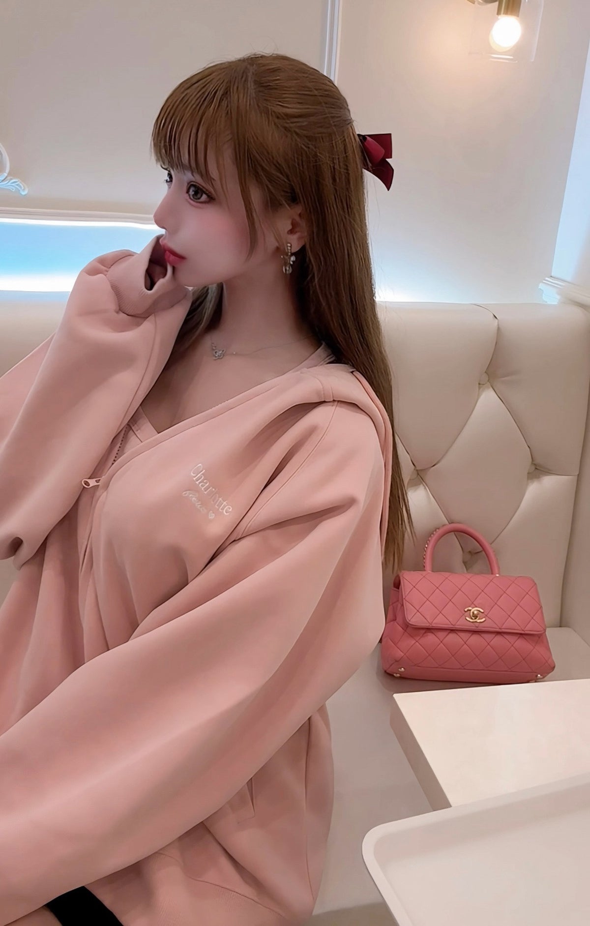 【人気TOP10♡】Charlotteジップパーカー (ローズピンク)