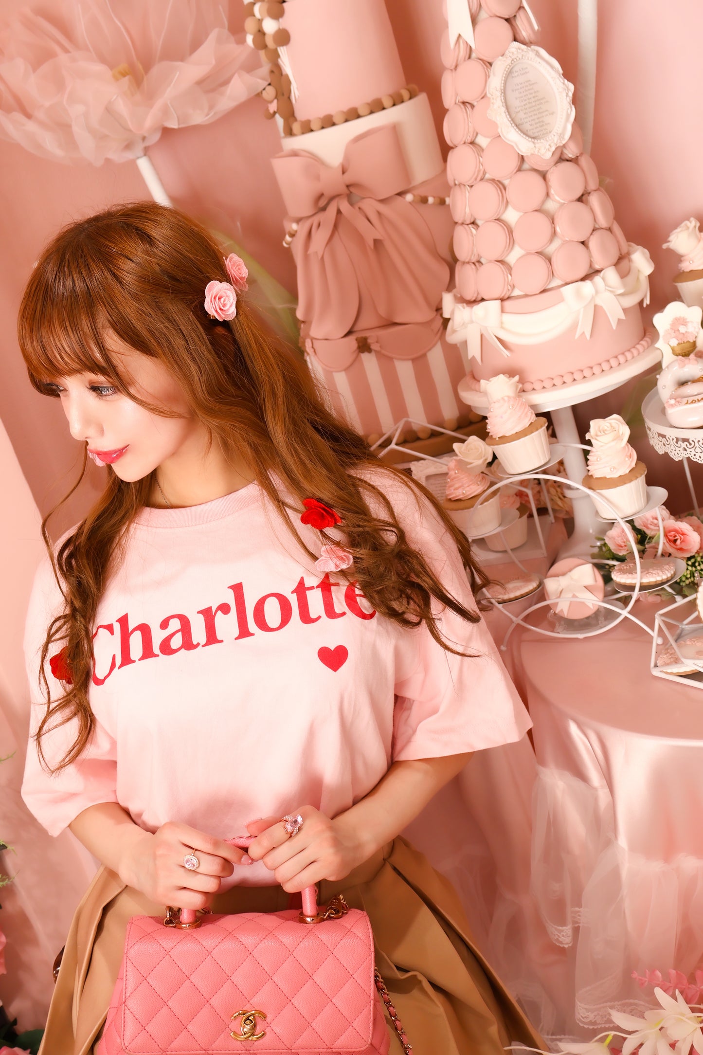 CharlotteロゴTシャツ(ベビーピンク)