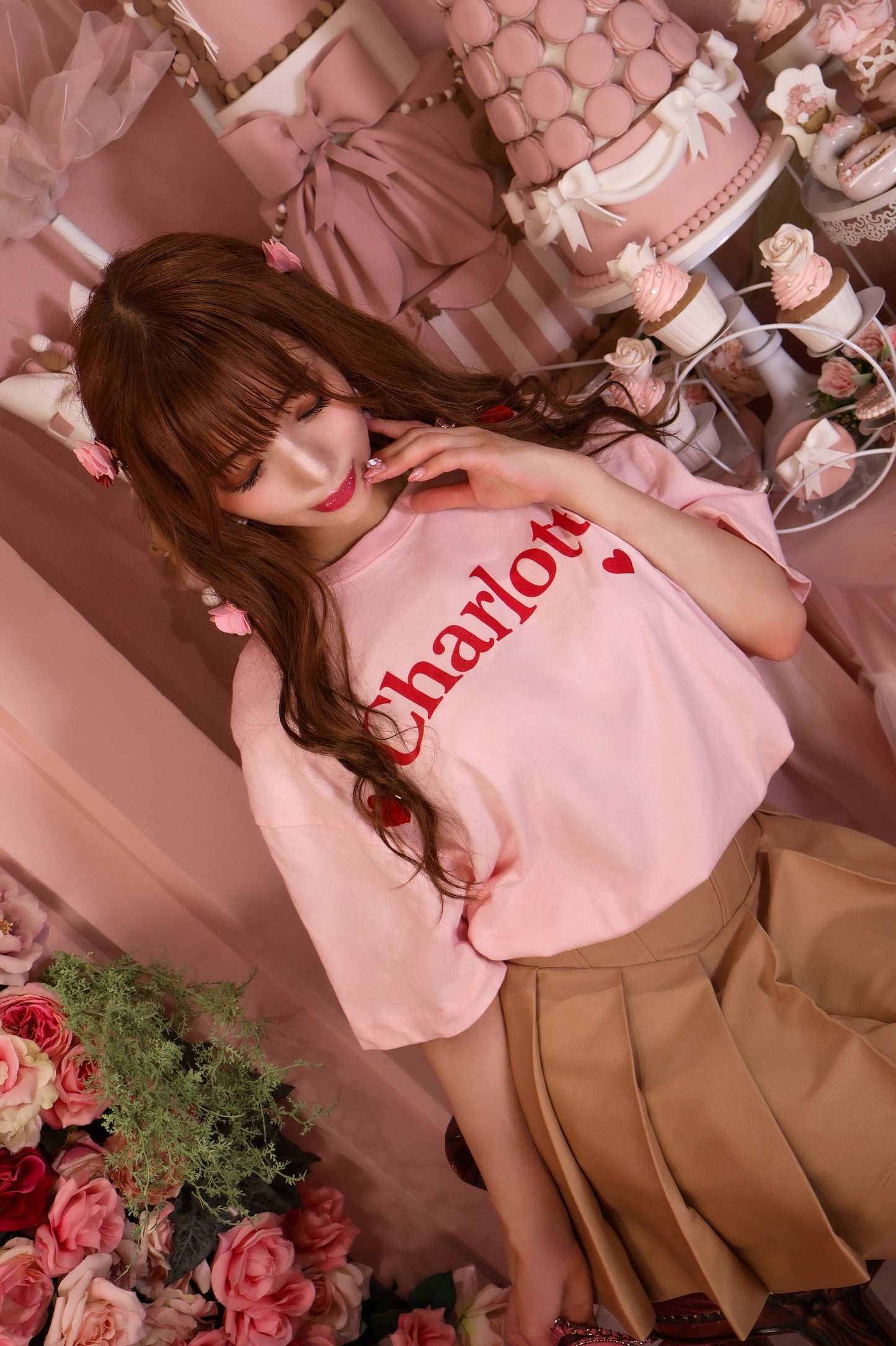 CharlotteロゴTシャツ(ベビーピンク)