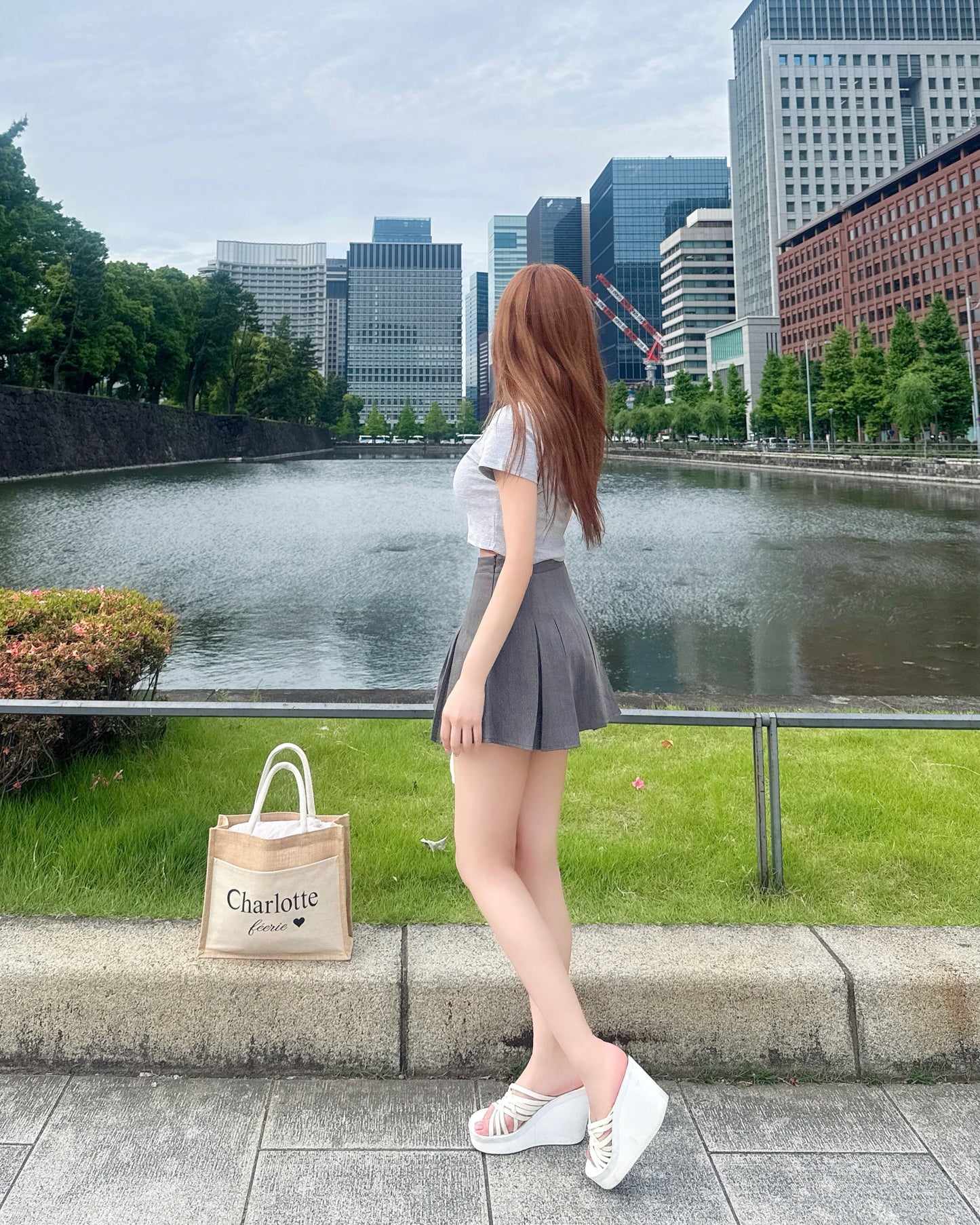 Charlotteクロップド丈Tシャツ （グレー）