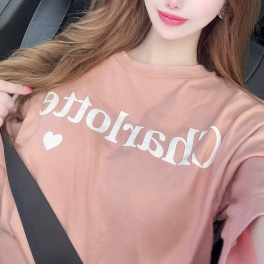 CharlotteロゴTシャツ(ダスティピンク)