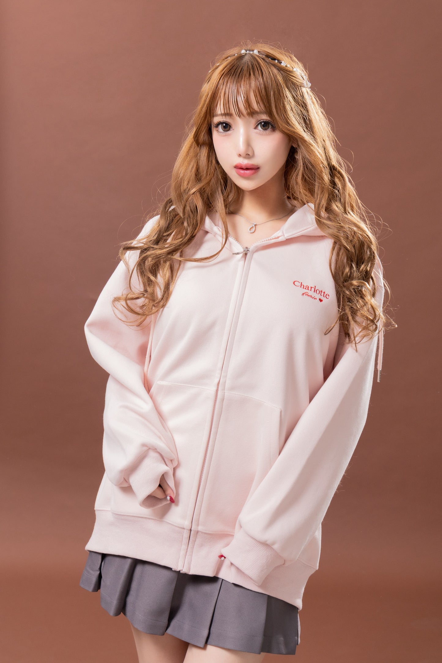 Charlotteジップパーカー（ローズ・プードル）　20%OFF