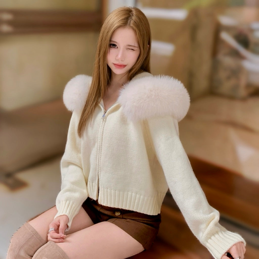 【受注販売】 Charlotte ふわふわファーニットカーディガン　10%OFF