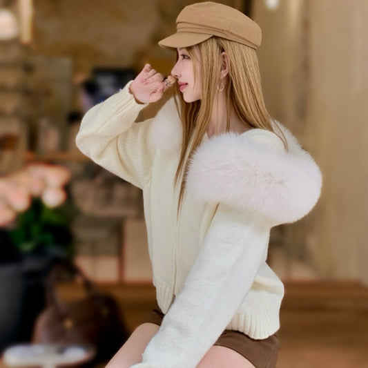 【受注販売】 Charlotte ふわふわファーニットカーディガン　10%OFF