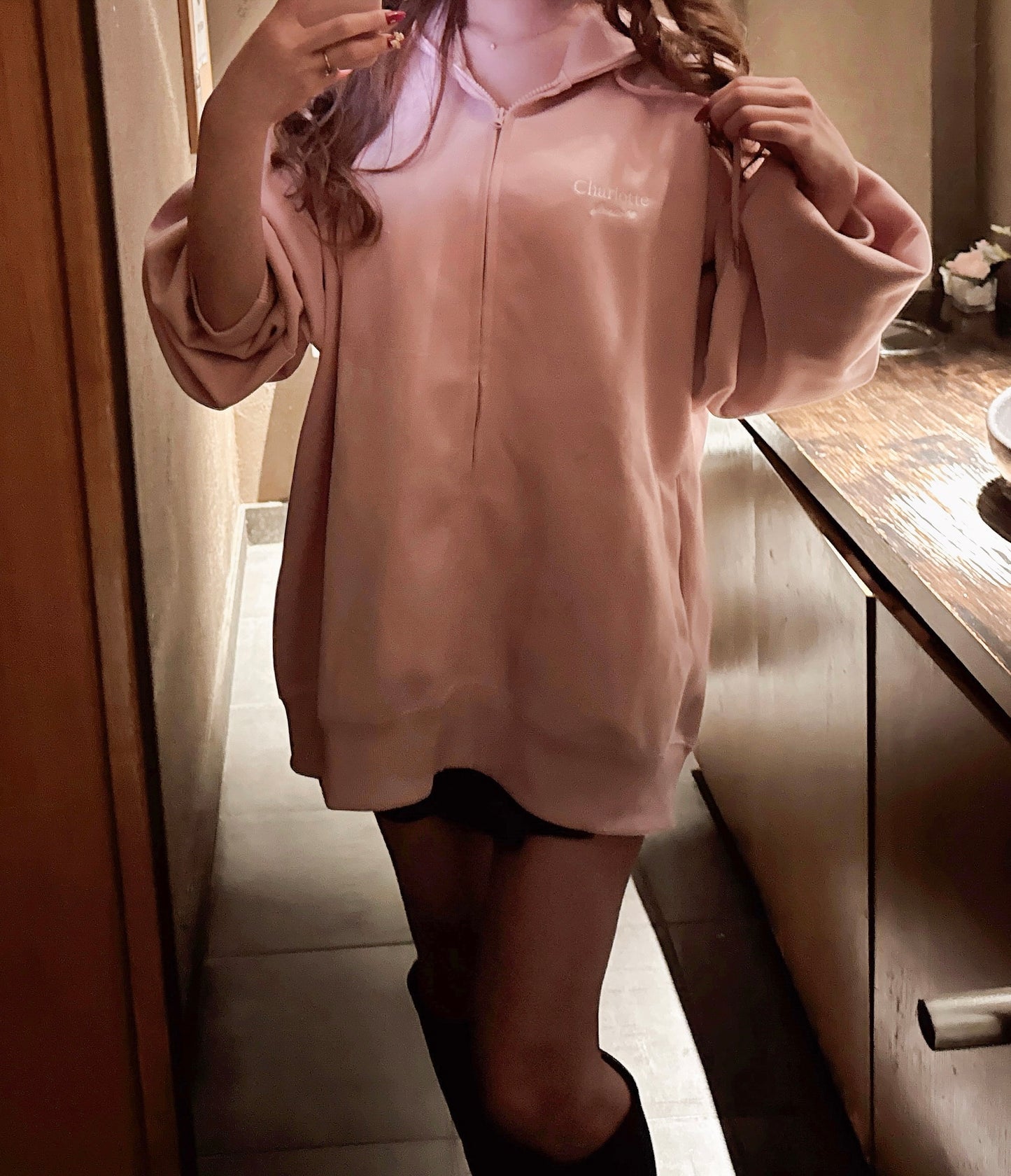 Charlotteジップパーカー（ローズピンク）　20%OFF