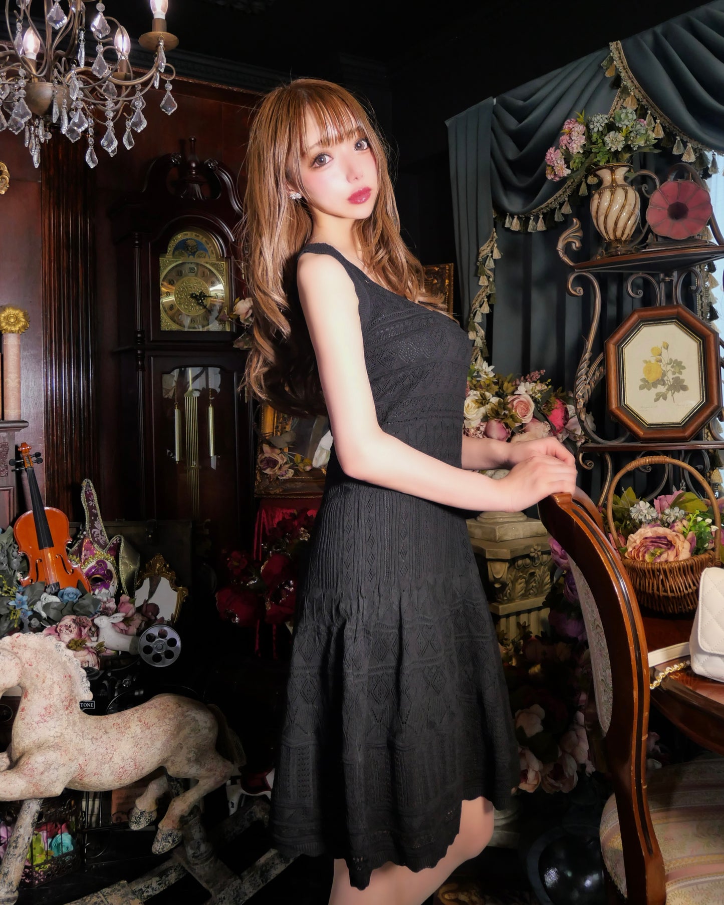 クロシェ編みワンピース（black）