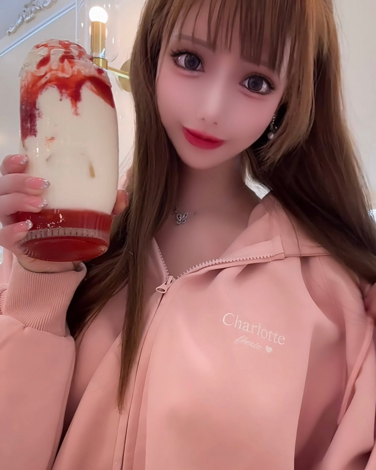【人気TOP10♡】Charlotteジップパーカー （ローズピンク）
