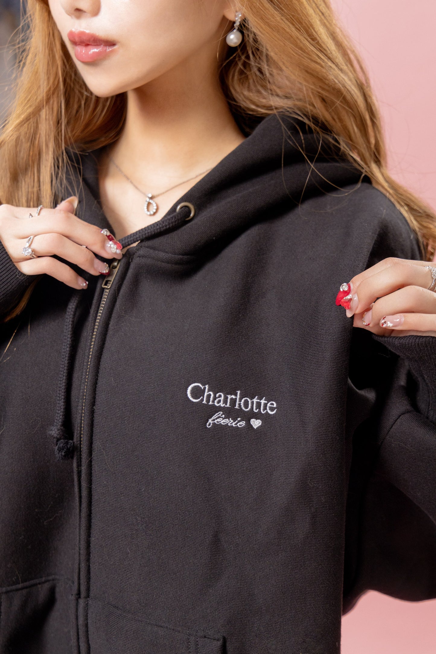 Charlotteジップパーカー（ブラック）　20%OFF