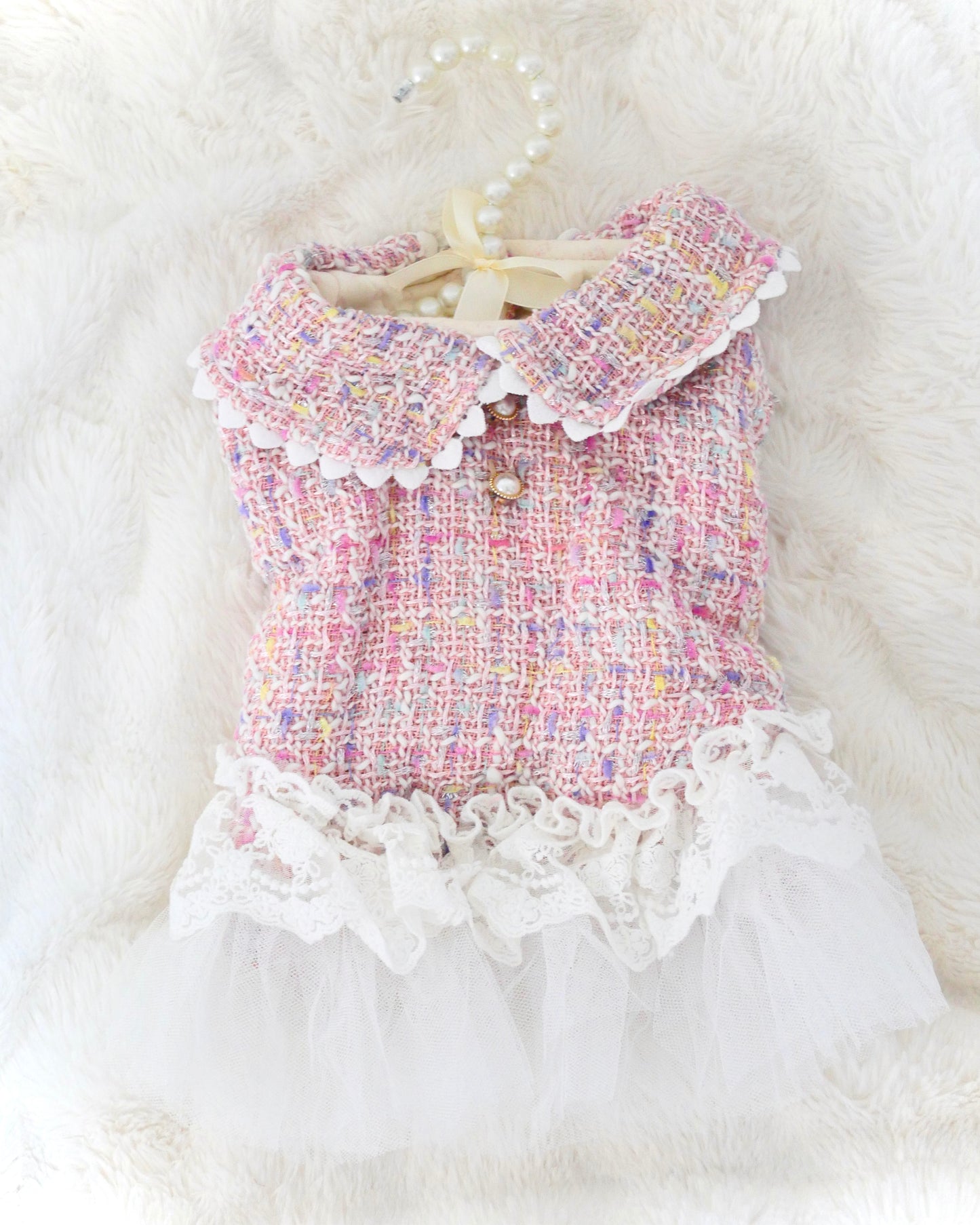 Princesseツイードチュールワンピース（ピンク）