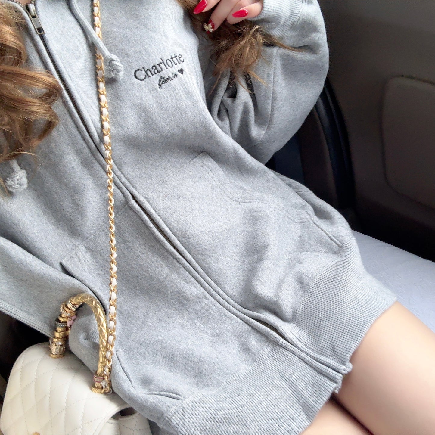 Charlotteジップパーカー（グレー）