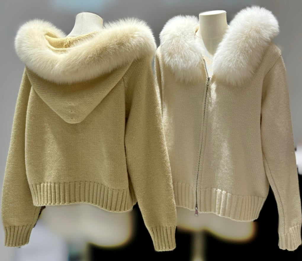 【受注販売】 Charlotte ふわふわファーニットカーディガン　10%OFF