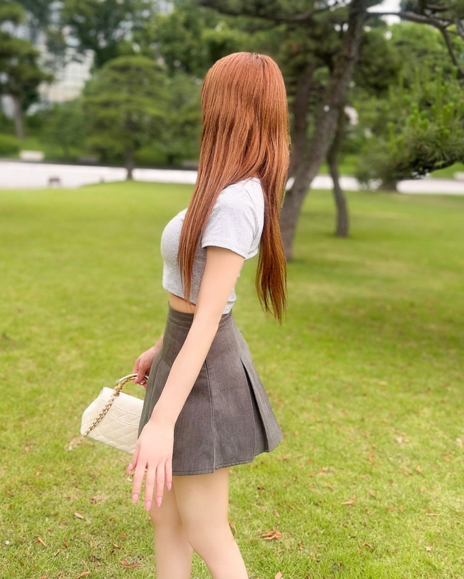 Charlotteクロップド丈Tシャツ （グレー）