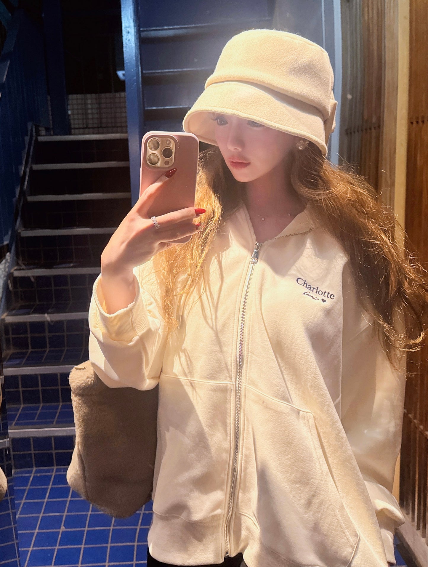 Charlotteジップパーカー（アイボリー）