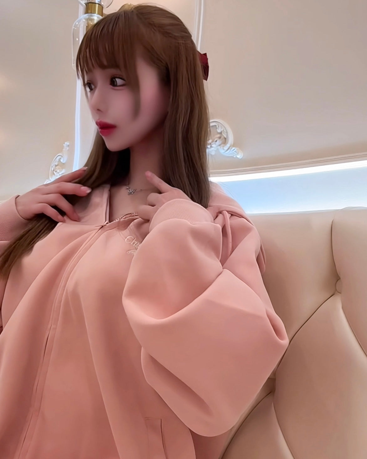 【人気TOP10♡】Charlotteジップパーカー （ローズピンク）