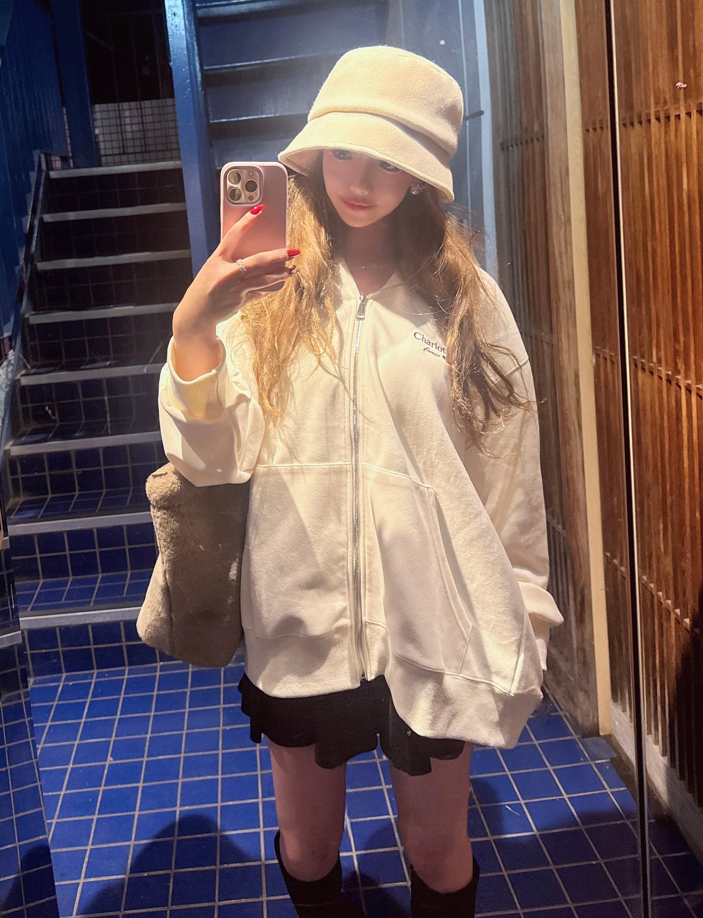 Charlotteジップパーカー（アイボリー）