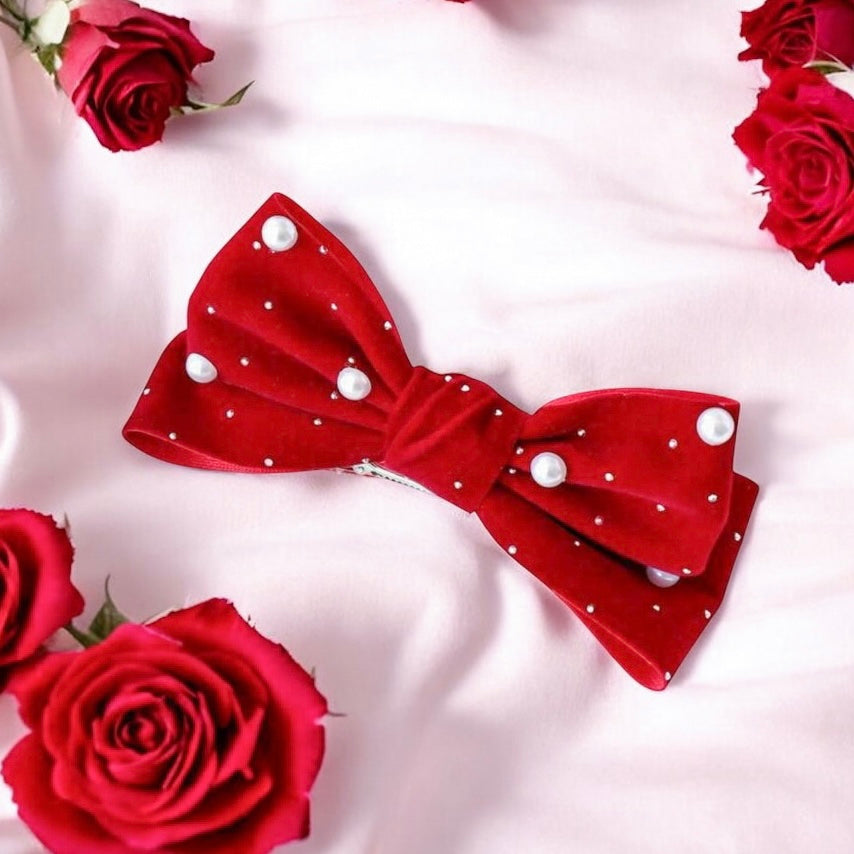 Perleリボンヘアクリップ