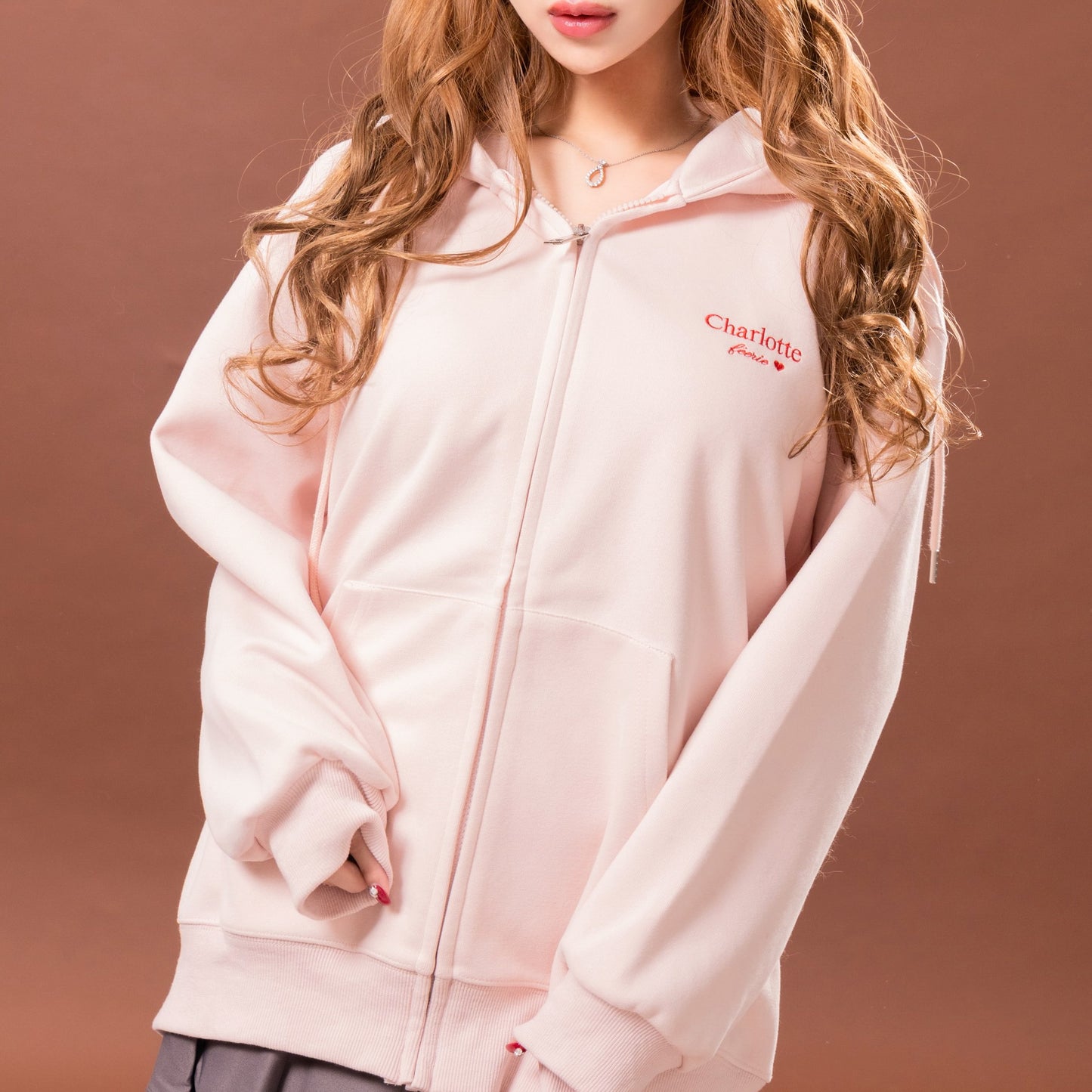 Charlotteジップパーカー（ローズ・プードル）　20%OFF