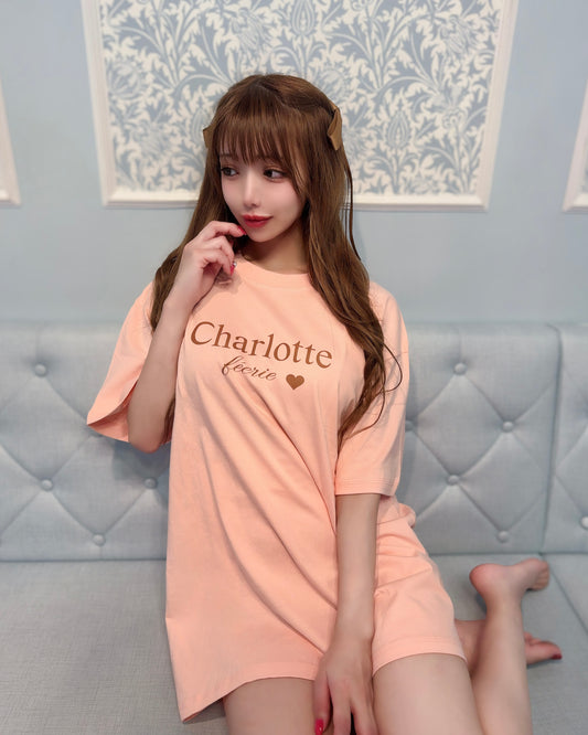 Charlotte ロゴTシャツ（ピンク×ブラウン）