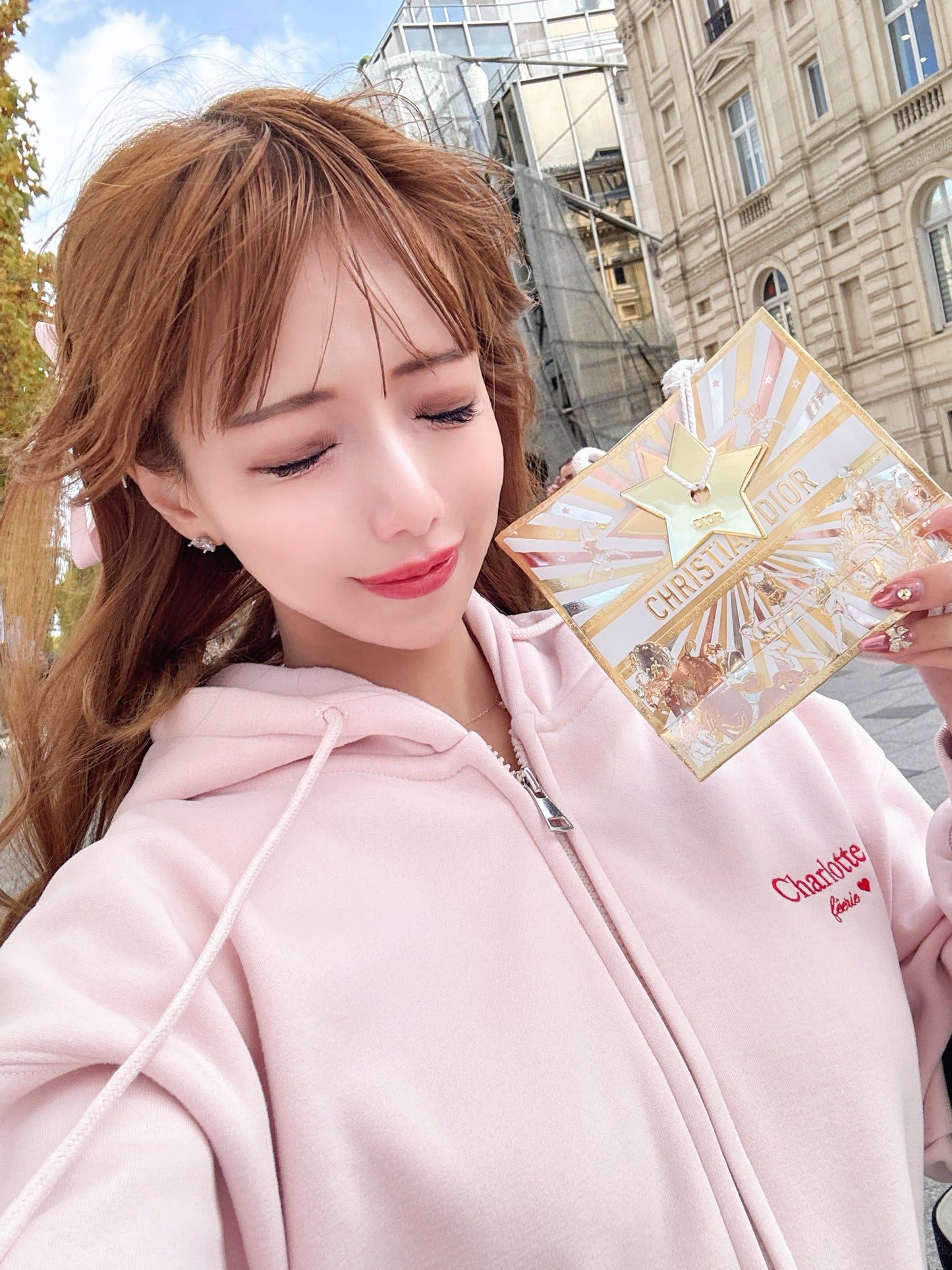 Charlotteジップパーカー（ローズ・プードル）　20%OFF