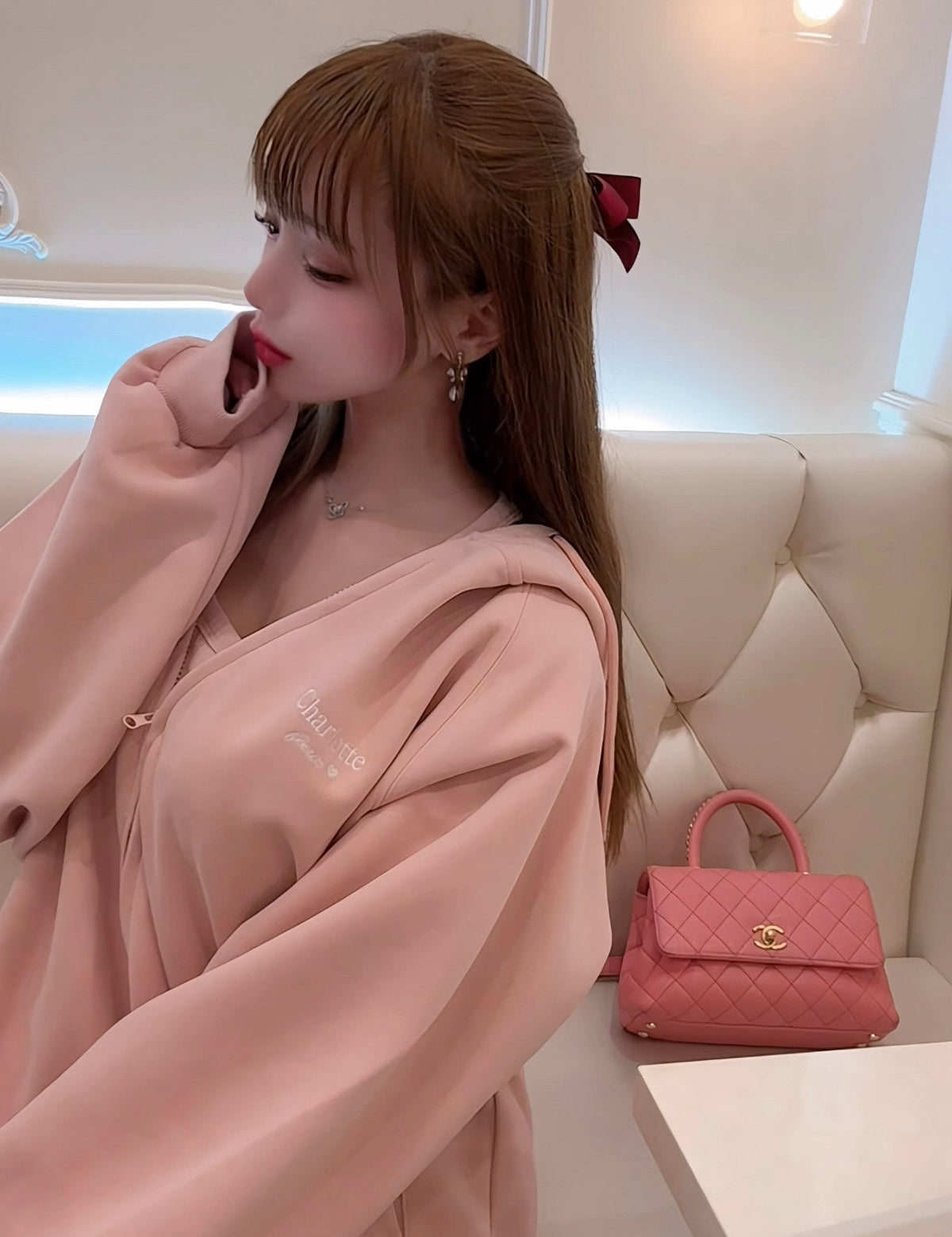 【人気TOP10♡】Charlotteジップパーカー （ローズピンク）