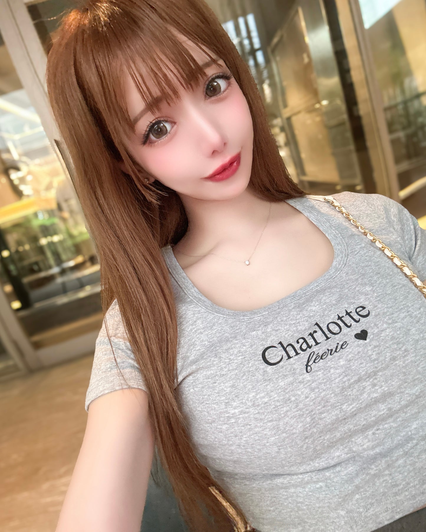 Charlotteクロップド丈Tシャツ （グレー）